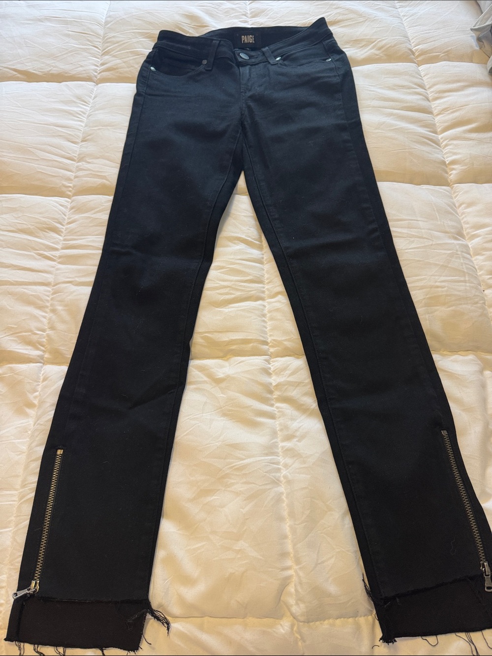 PAIGE Black Flare Jeans with Ankle Zippers